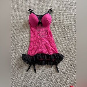 Pink and black lingerie